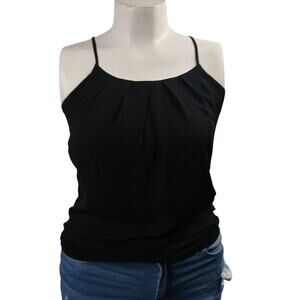 Express Black Pleated High Neck Cami Cami Cami Top XS Tie Back Keyhole